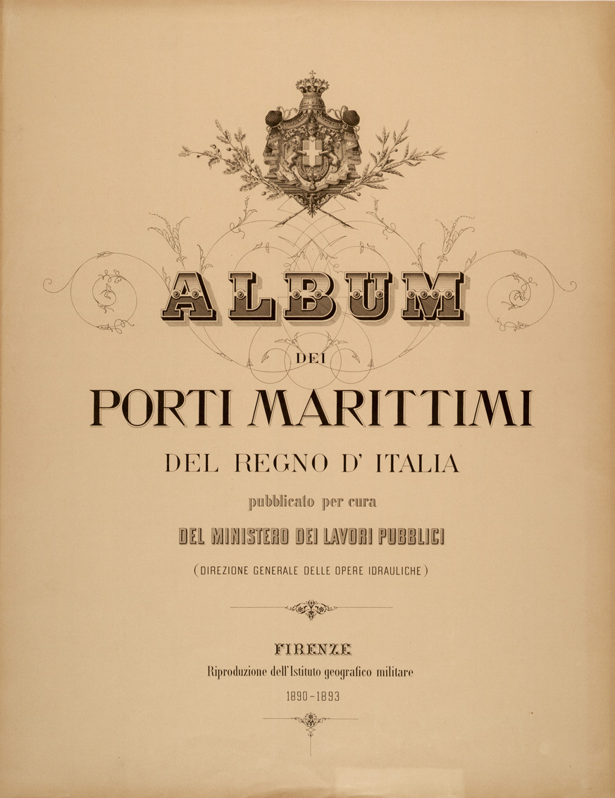 (N:27375) ALBUM DEI PORTI MARITTIMI DEL REGNO D'ITALIA - TITOLO (SE001025) Carte e stampe antiche: riproduzione a colori su carta (formato A1)