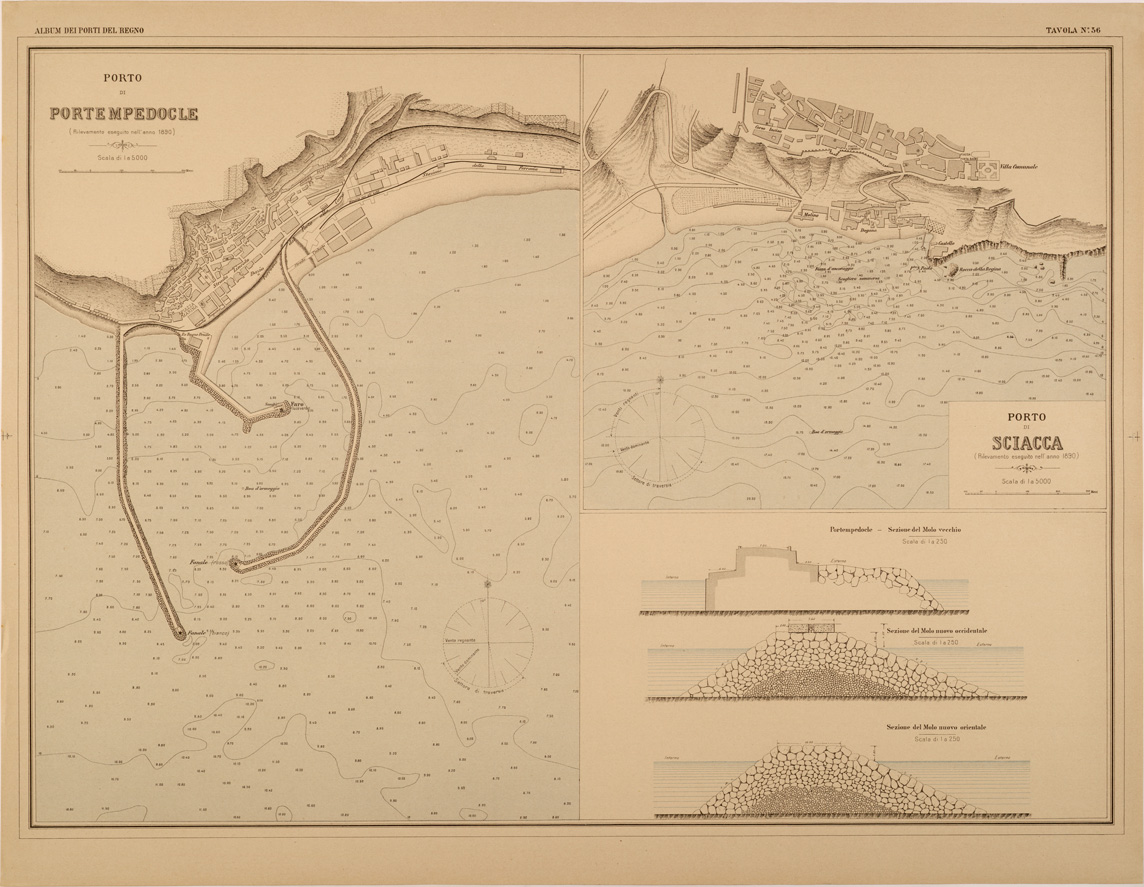 (N:27413) ALBUM DEI PORTI MARITTIMI DEL REGNO D'ITALIA - TAVOLA 36 - PORTI DI PORTEMPEDOCLE - SCIACCA (SE001063) Carte e stampe antiche: riproduzione a colori su carta (formato A1)