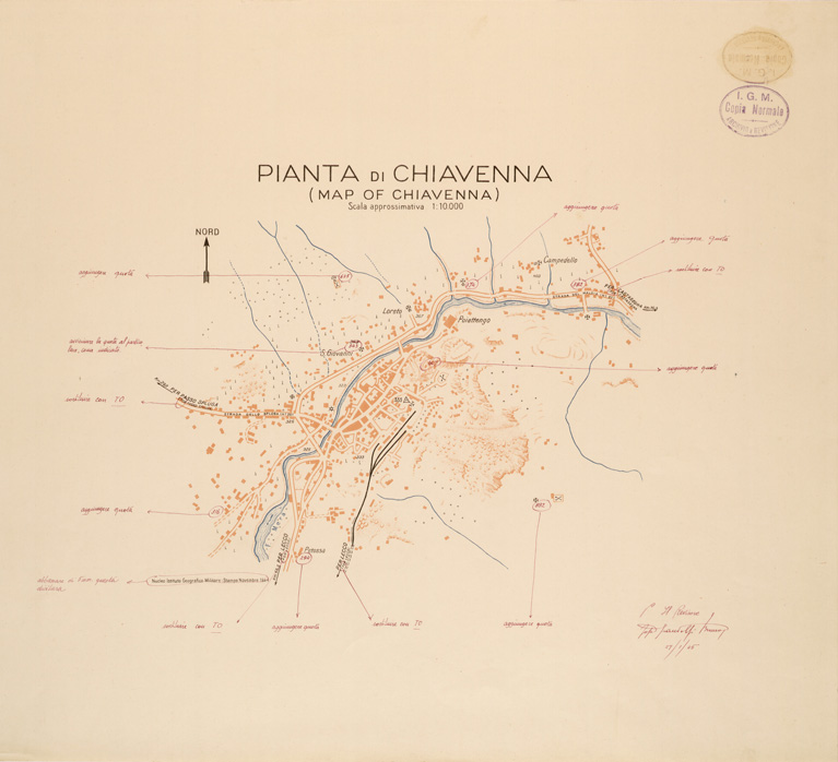 (N:27262) PIANTA DI CHIAVENNA (SE001088) Carte e stampe antiche: riproduzione a colori su carta (formato A1)