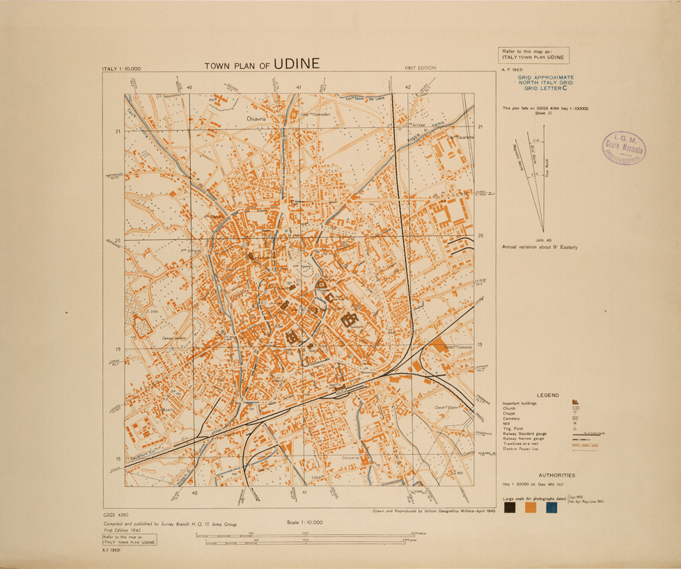 (N:27280) TOWN PLAN OF UDINE (SE001106) Carte e stampe antiche: riproduzione a colori su carta (formato A1)