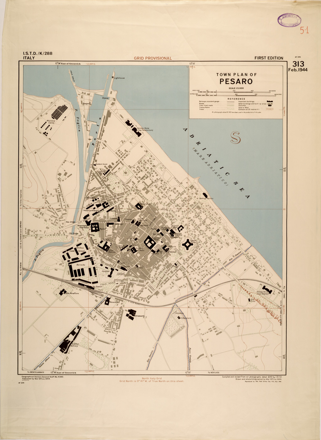 (N:27332) TOWN PLAN OF PESARO (SE001159) Carte e stampe antiche: riproduzione a colori su carta (formato A1)
