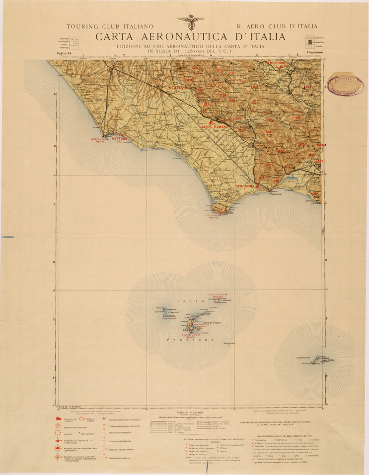 (N:27354) CARTA AERONAUTICA D' ITALIA - FOGLIO 34 (SE001180) Carte e stampe antiche: riproduzione a colori su carta (formato A1)
