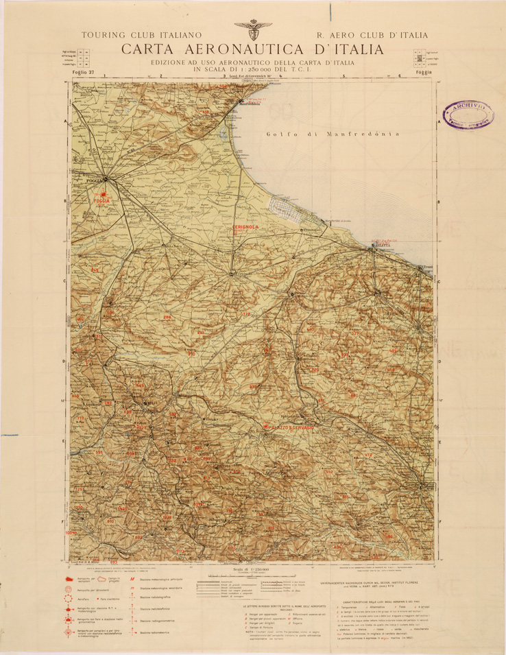 (N:27357) CARTA AERONAUTICA D' ITALIA - FOGLIO 37 (SE001181) Carte e stampe antiche: riproduzione a colori su carta (formato A1)