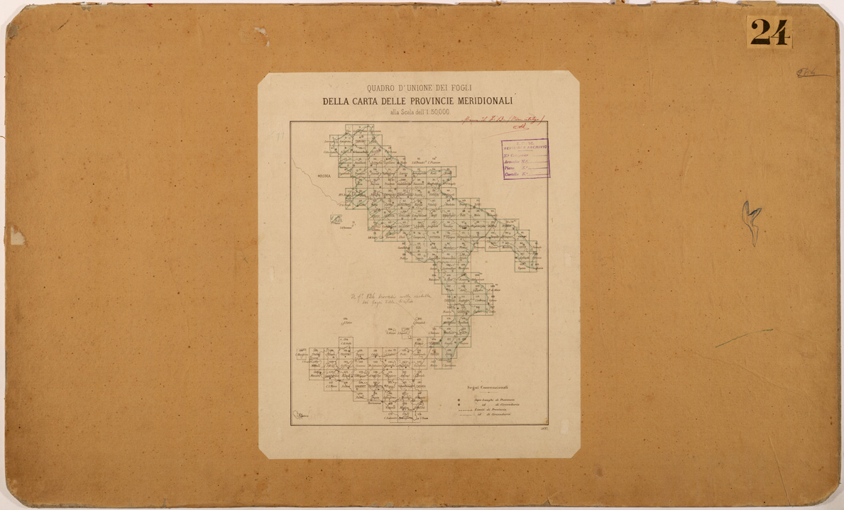 (N:27447) CARTA DELLE PROVINCE MERIDIONALI - QUADRO D'UNIONE (SE001190) Carte e stampe antiche: riproduzione a colori su carta (formato A1)