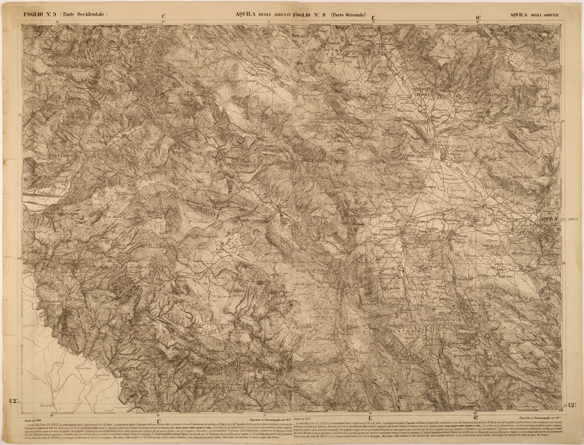 (N:27457) CARTA DELLE PROVINCE MERIDIONALI - FOGLIO 9 - AQUILA DEGLI ABRUZZI (SE001200) Carte e stampe antiche: riproduzione a colori su carta (formato A1)