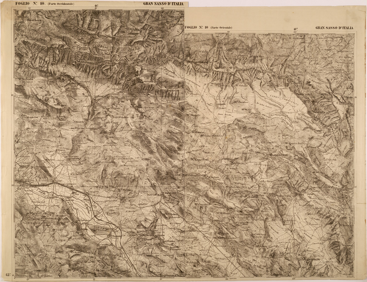 (N:27458) CARTA DELLE PROVINCE MERIDIONALI - FOGLIO 10 - GRAN SASSO D'ITALIA (SE001201) Carte e stampe antiche: riproduzione a colori su carta (formato A1)