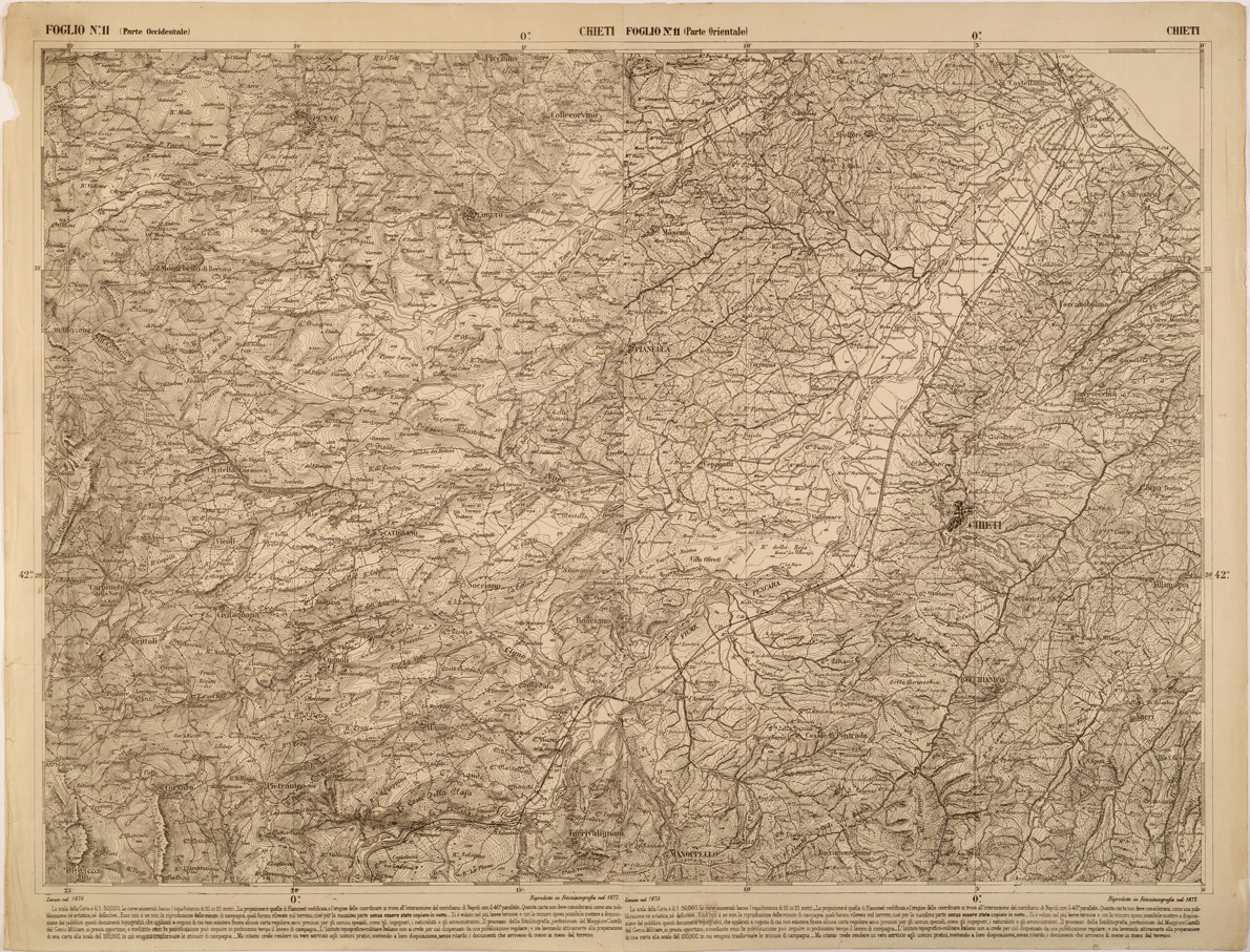 (N:27459) CARTA DELLE PROVINCE MERIDIONALI - FOGLIO 11 - CHIETI (SE001202) Carte e stampe antiche: riproduzione a colori su carta (formato A1)