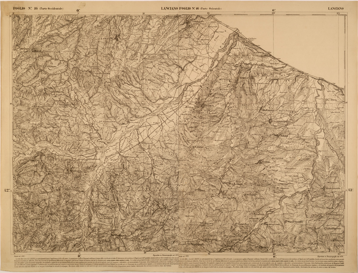 (N:27465) CARTA DELLE PROVINCE MERIDIONALI - FOGLIO 16 - LANCIANO (SE001208) Carte e stampe antiche: riproduzione a colori su carta (formato A1)