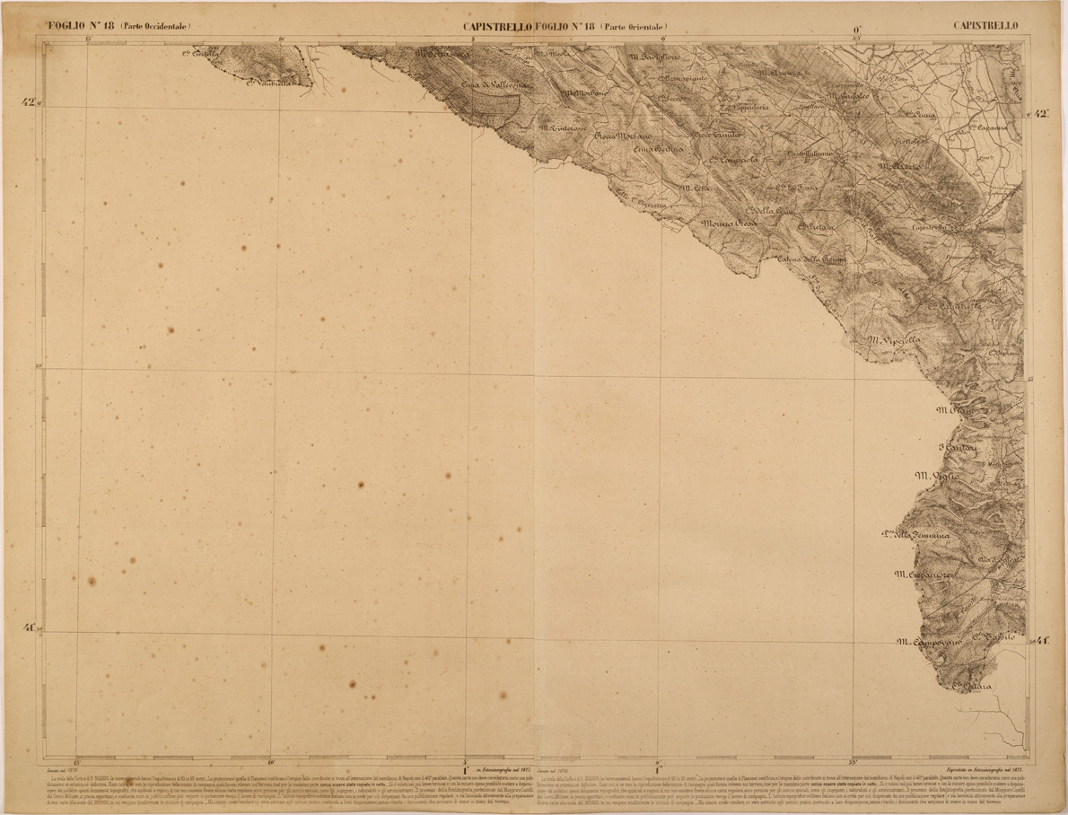 (N:27467) CARTA DELLE PROVINCE MERIDIONALI - FOGLIO 18 - CAPISTRELLO (SE001210) Carte e stampe antiche: riproduzione a colori su carta (formato A1)