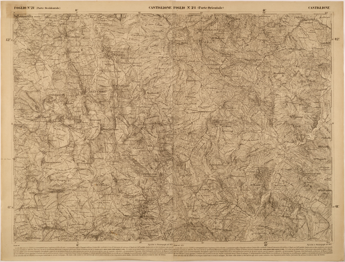 (N:27470) CARTA DELLE PROVINCE MERIDIONALI - FOGLIO 21 - CASTIGLIONE (SE001213) Carte e stampe antiche: riproduzione a colori su carta (formato A1)