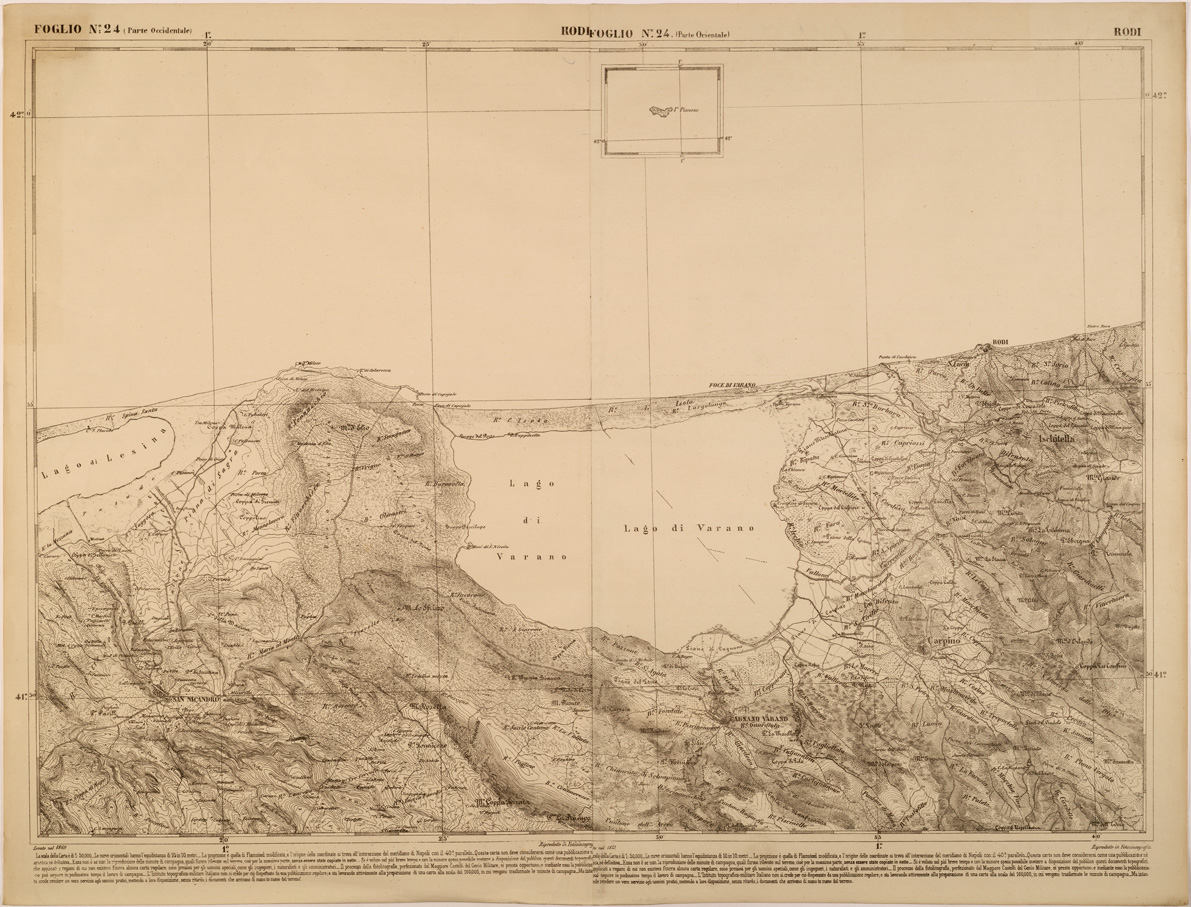 (N:27473) CARTA DELLE PROVINCE MERIDIONALI - FOGLIO 24 - RODI (SE001216) Carte e stampe antiche: riproduzione a colori su carta (formato A1)
