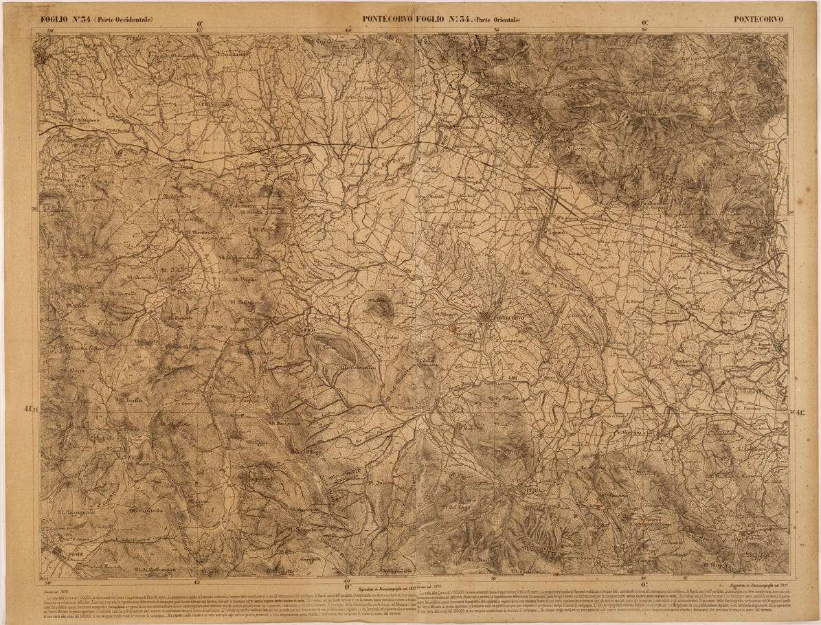 (N:27483) CARTA DELLE PROVINCE MERIDIONALI - FOGLIO 34 - PONTECORVO (SE001226) Carte e stampe antiche: riproduzione a colori su carta (formato A1)