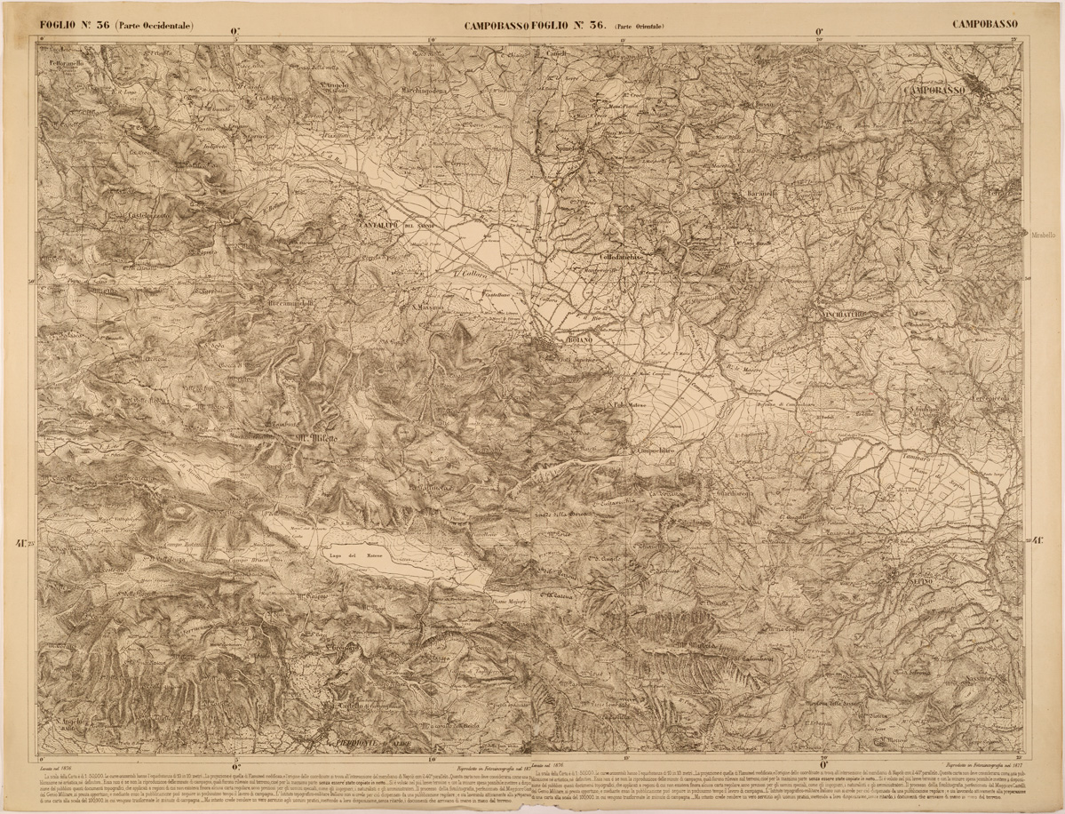 (N:27485) CARTA DELLE PROVINCE MERIDIONALI - FOGLIO 36 - CAMPOBASSO (SE001228) Carte e stampe antiche: riproduzione a colori su carta (formato A1)