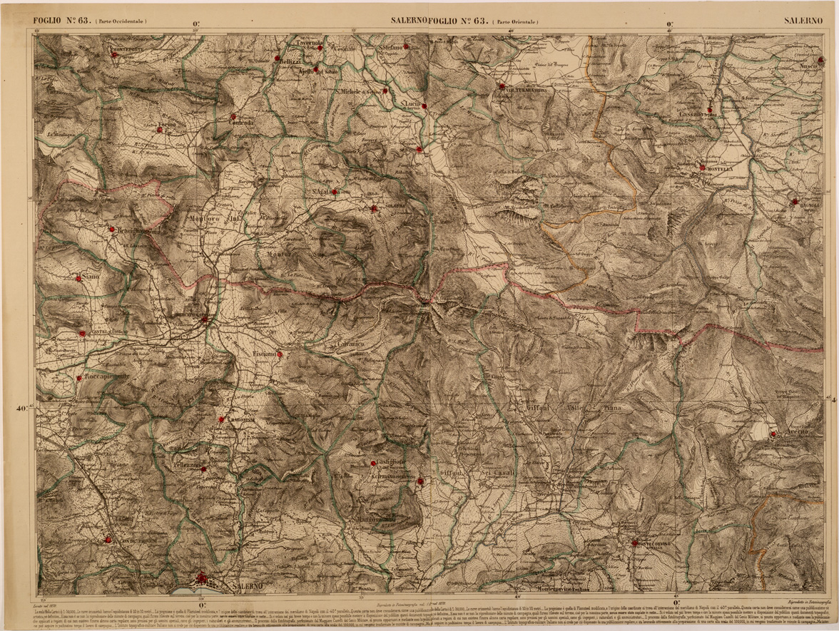 (N:27515) CARTA DELLE PROVINCE MERIDIONALI - FOGLIO 63 - SALERNO (SE001255) Carte e stampe antiche: riproduzione a colori su carta (formato A1)