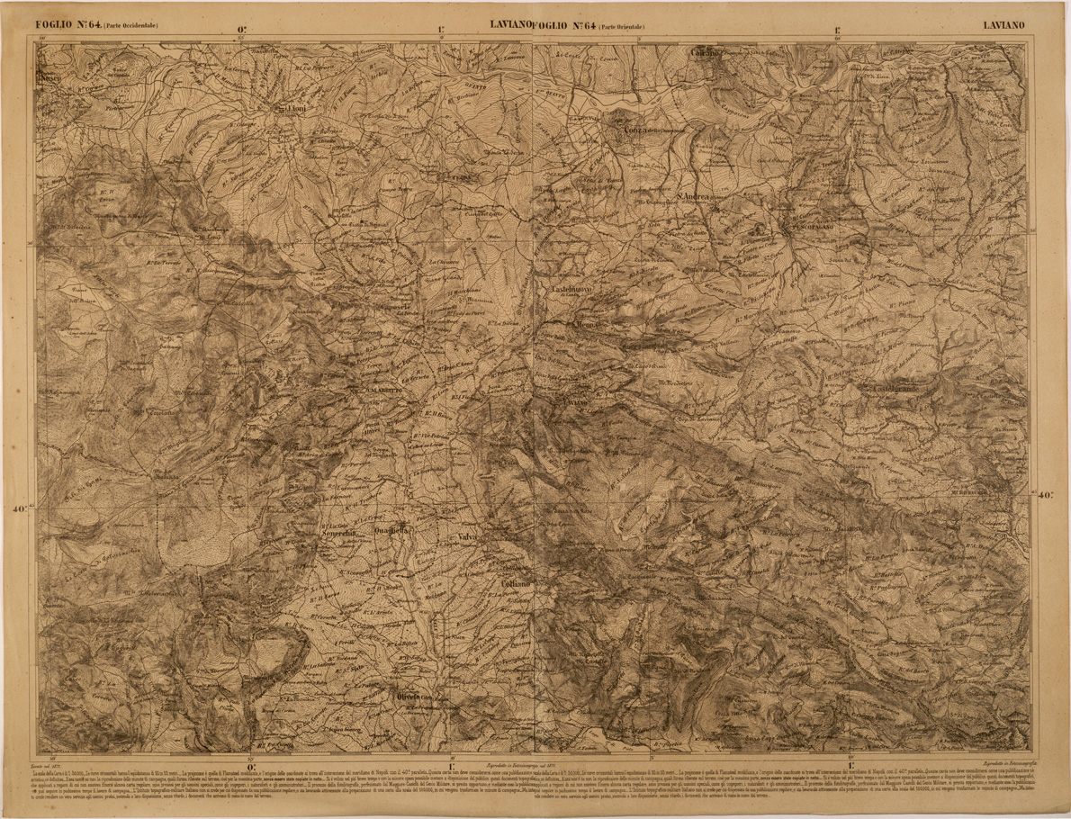 (N:27516) CARTA DELLE PROVINCE MERIDIONALI - FOGLIO 64 - LAVIANO (SE001256) Carte e stampe antiche: riproduzione a colori su carta (formato A1)
