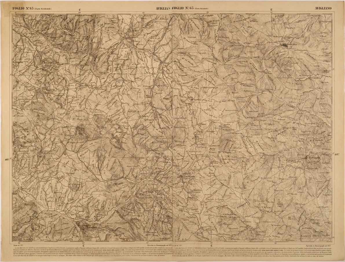 (N:27517) CARTA DELLE PROVINCE MERIDIONALI - FOGLIO 65 - AVIGLIANO (SE001257) Carte e stampe antiche: riproduzione a colori su carta (formato A1)