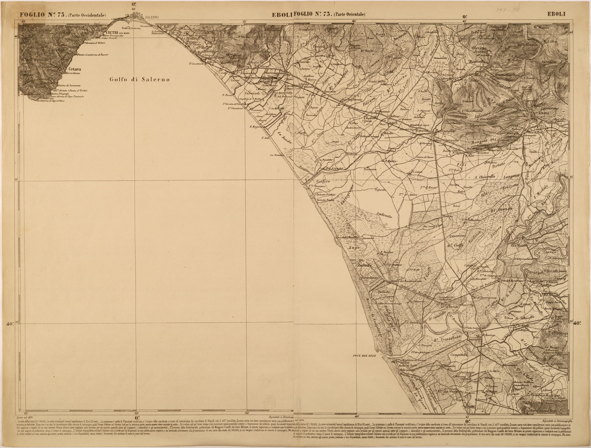 (N:27525) CARTA DELLE PROVINCE MERIDIONALI - FOGLIO 73 - EBOLI (SE001265) Carte e stampe antiche: riproduzione a colori su carta (formato A1)