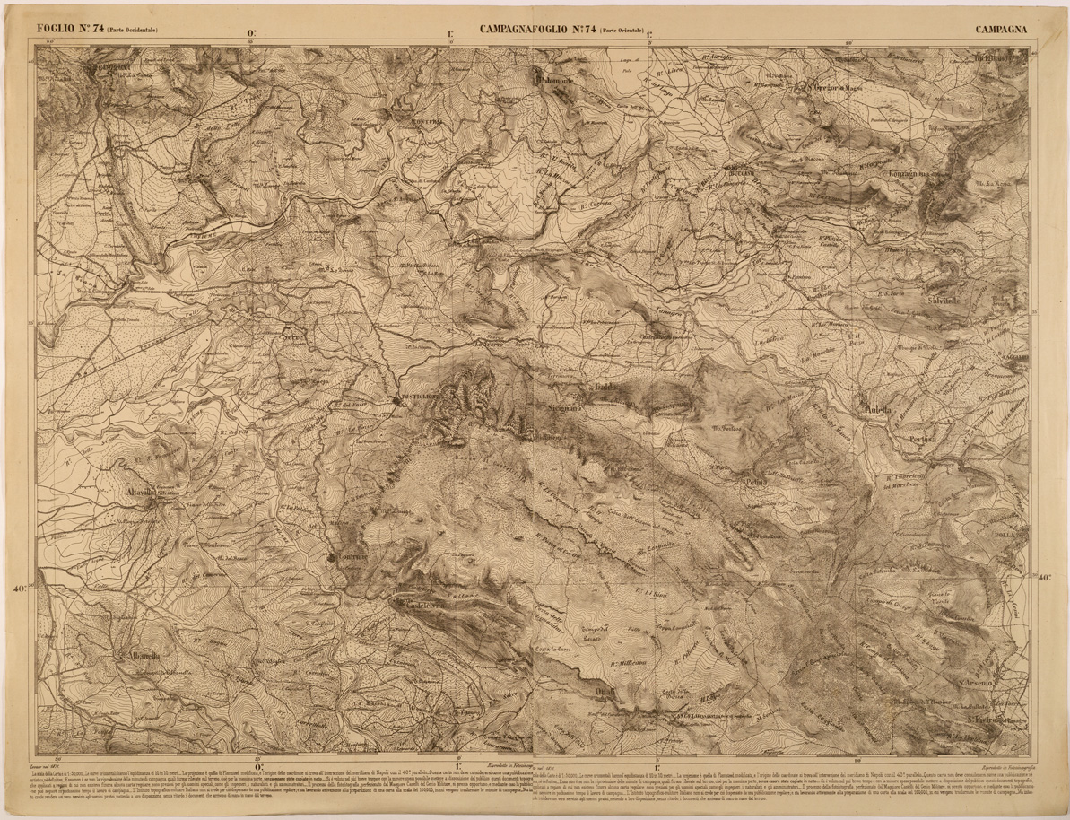 (N:27526) CARTA DELLE PROVINCE MERIDIONALI - FOGLIO 74 - CAMPAGNA (SE001266) Carte e stampe antiche: riproduzione a colori su carta (formato A1)