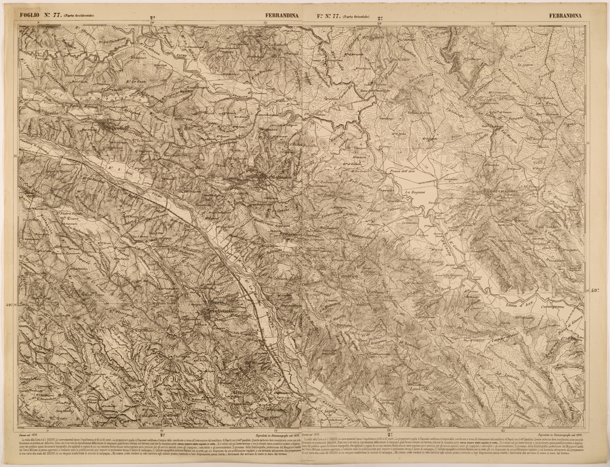 (N:27530) CARTA DELLE PROVINCE MERIDIONALI - FOGLIO 77 - FERRANDINA (SE001269) Carte e stampe antiche: riproduzione a colori su carta (formato A1)