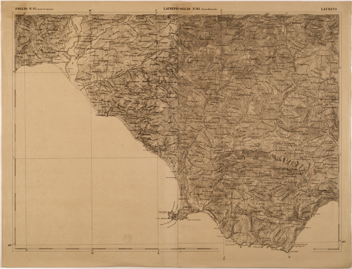 (N:27559) CARTA DELLE PROVINCE MERIDIONALI - FOGLIO 93 - LAURITO (SE001285) Carte e stampe antiche: riproduzione a colori su carta (formato A1)