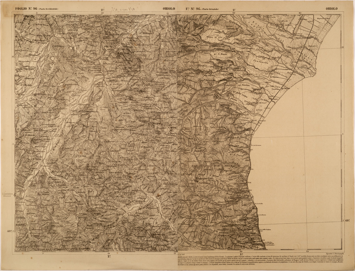 (N:27562) CARTA DELLE PROVINCE MERIDIONALI - FOGLIO 96 - ORIOLO (SE001288) Carte e stampe antiche: riproduzione a colori su carta (formato A1)