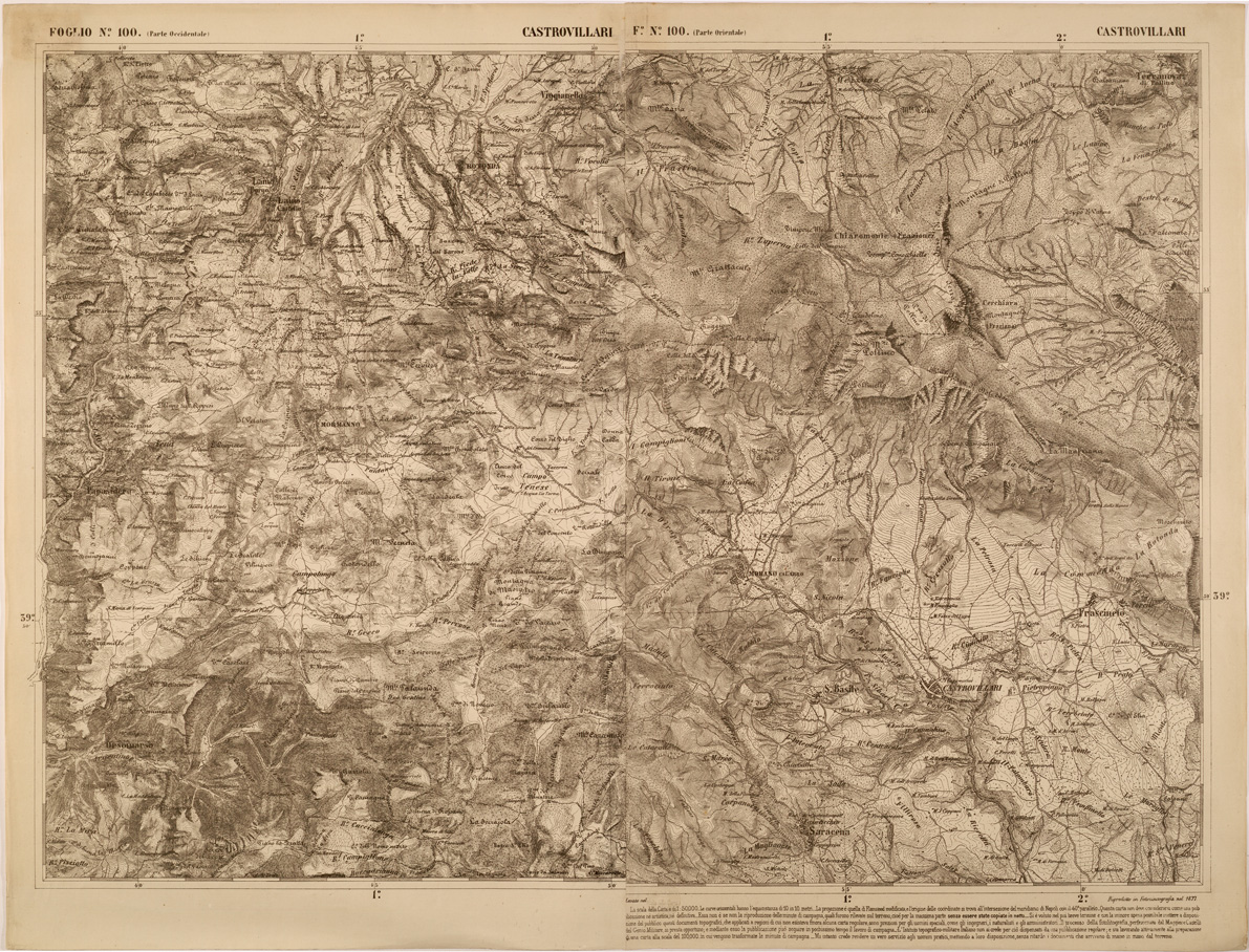 (N:27566) CARTA DELLE PROVINCE MERIDIONALI - FOGLIO 100 - CASTROVILLARI (SE001292) Carte e stampe antiche: riproduzione a colori su carta (formato A1)
