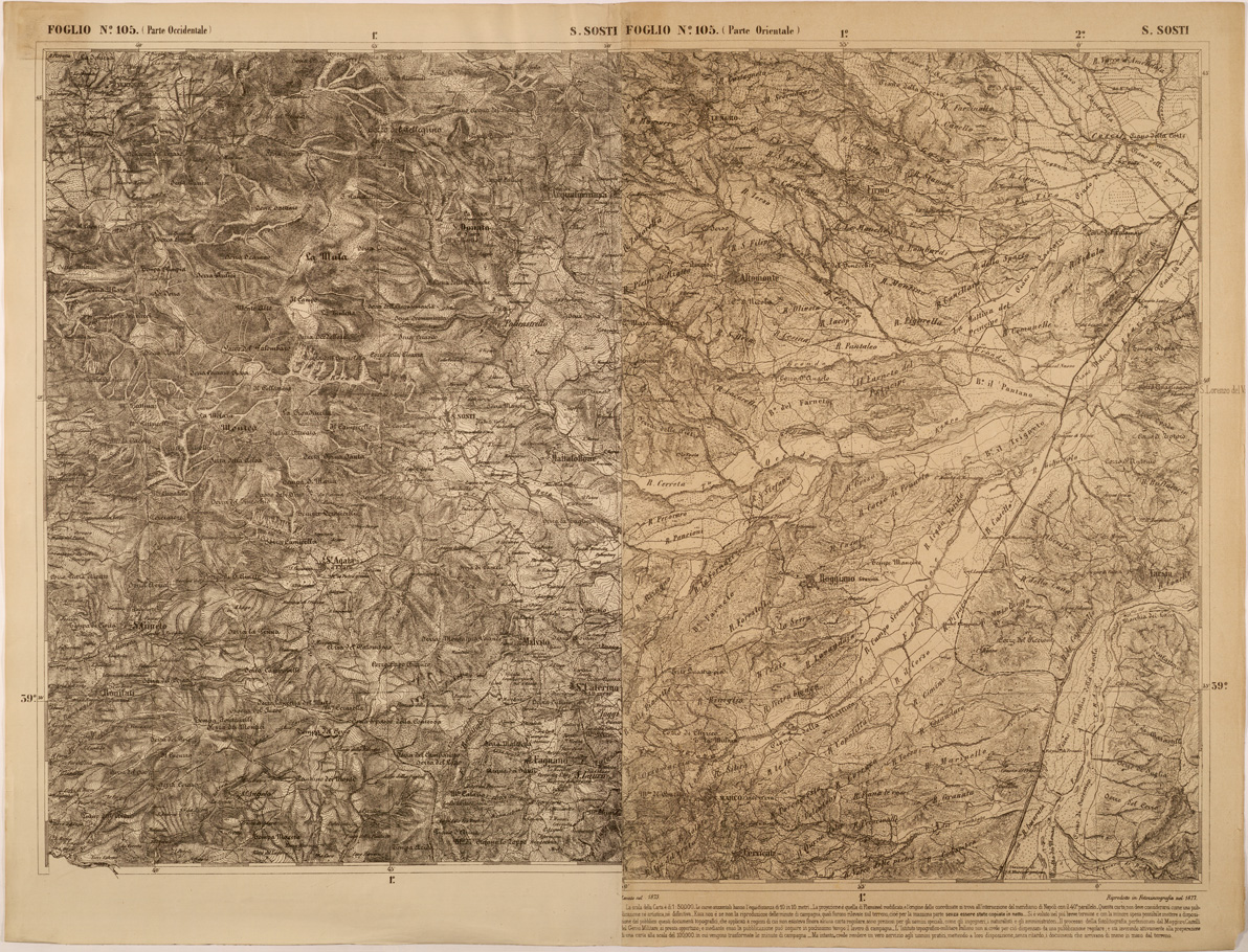 (N:27571) CARTA DELLE PROVINCE MERIDIONALI - FOGLIO 105 - S. SOSTI (SE001297) Carte e stampe antiche: riproduzione a colori su carta (formato A1)
