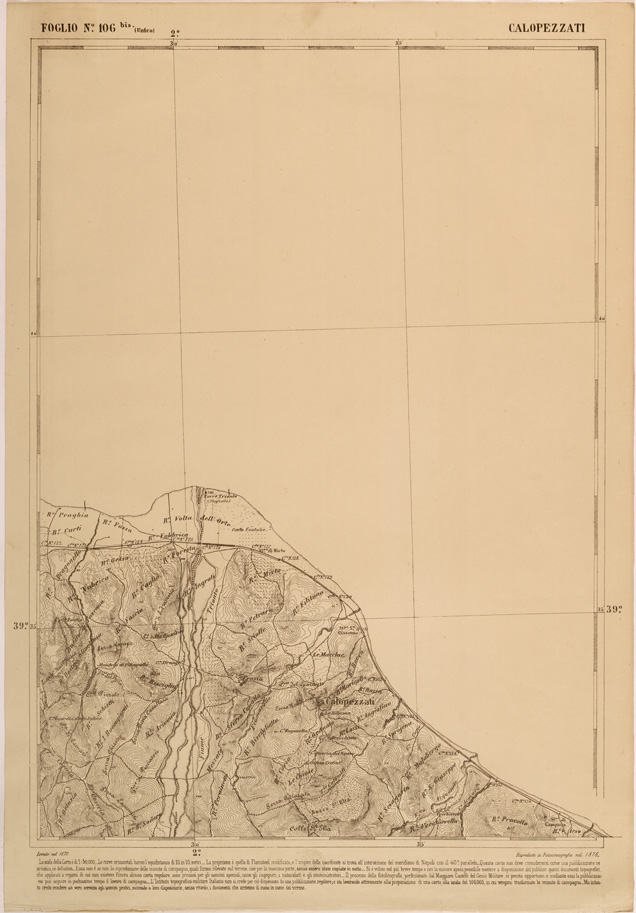 (N:27573) CARTA DELLE PROVINCE MERIDIONALI - FOGLIO 106 BIS - CALOPEZZATI (SE001299) Carte e stampe antiche: riproduzione a colori su carta (formato A1)
