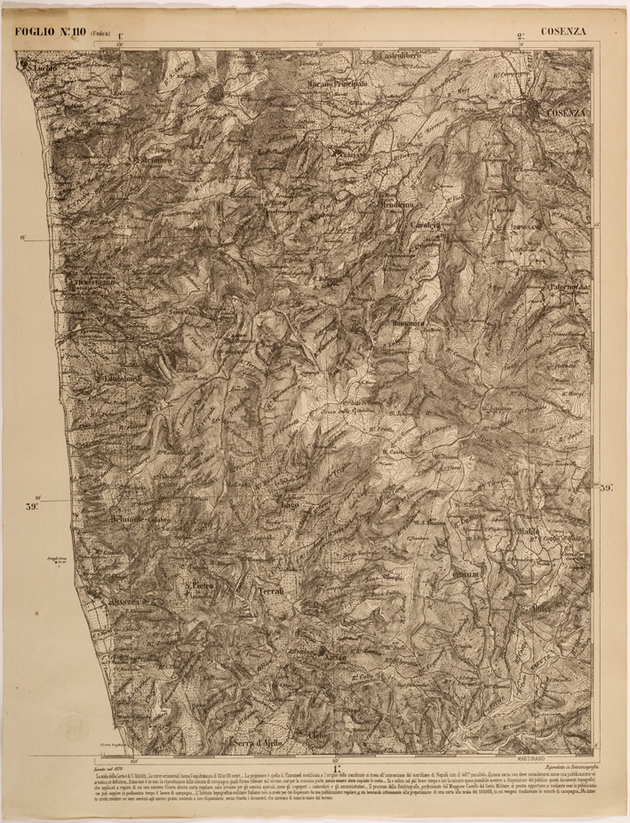 (N:27578) CARTA DELLE PROVINCE MERIDIONALI - FOGLIO 110 - COSENZA (SE001304) Carte e stampe antiche: riproduzione a colori su carta (formato A1)