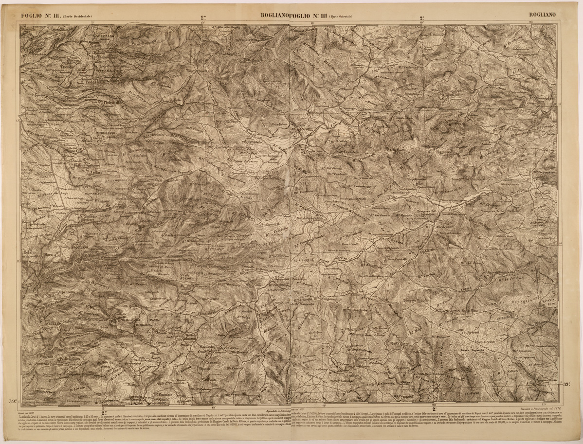 (N:27579) CARTA DELLE PROVINCE MERIDIONALI - FOGLIO 111 - ROGLIANO (SE001305) Carte e stampe antiche: riproduzione a colori su carta (formato A1)
