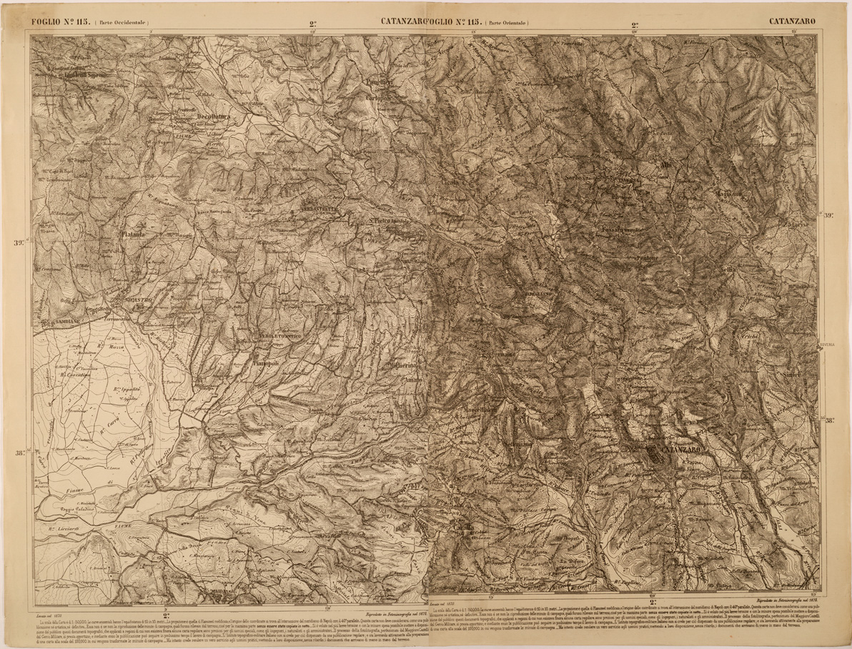 (N:27583) CARTA DELLE PROVINCE MERIDIONALI - FOGLIO 115 - CATANZARO (SE001309) Carte e stampe antiche: riproduzione a colori su carta (formato A1)
