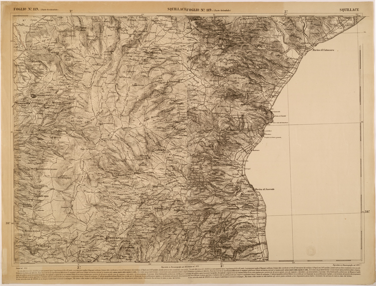 (N:27587) CARTA DELLE PROVINCE MERIDIONALI - FOGLIO 119 - SQUILLACE (SE001313) Carte e stampe antiche: riproduzione a colori su carta (formato A1)