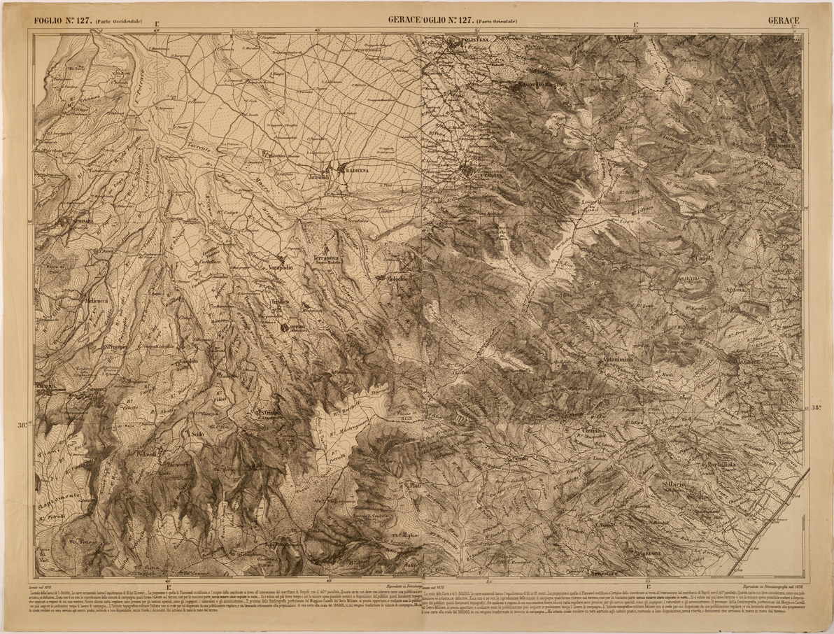 (N:27595) CARTA DELLE PROVINCE MERIDIONALI - FOGLIO 127 - GERACE (SE001321) Carte e stampe antiche: riproduzione a colori su carta (formato A1)