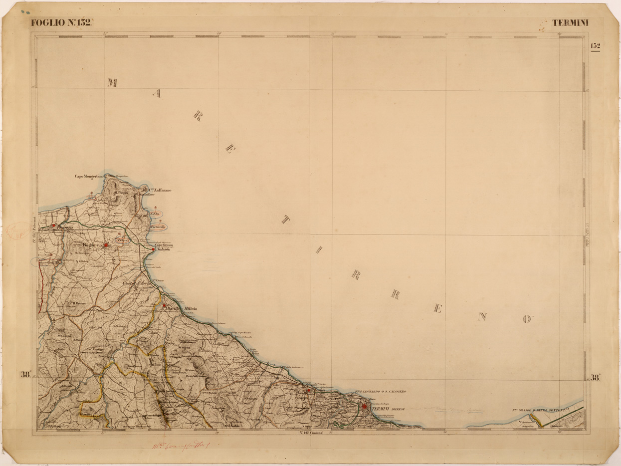 (N:27601) CARTA DELLE PROVINCE MERIDIONALI - FOGLIO 132 - TERMINI (SE001327) Carte e stampe antiche: riproduzione a colori su carta (formato A1)