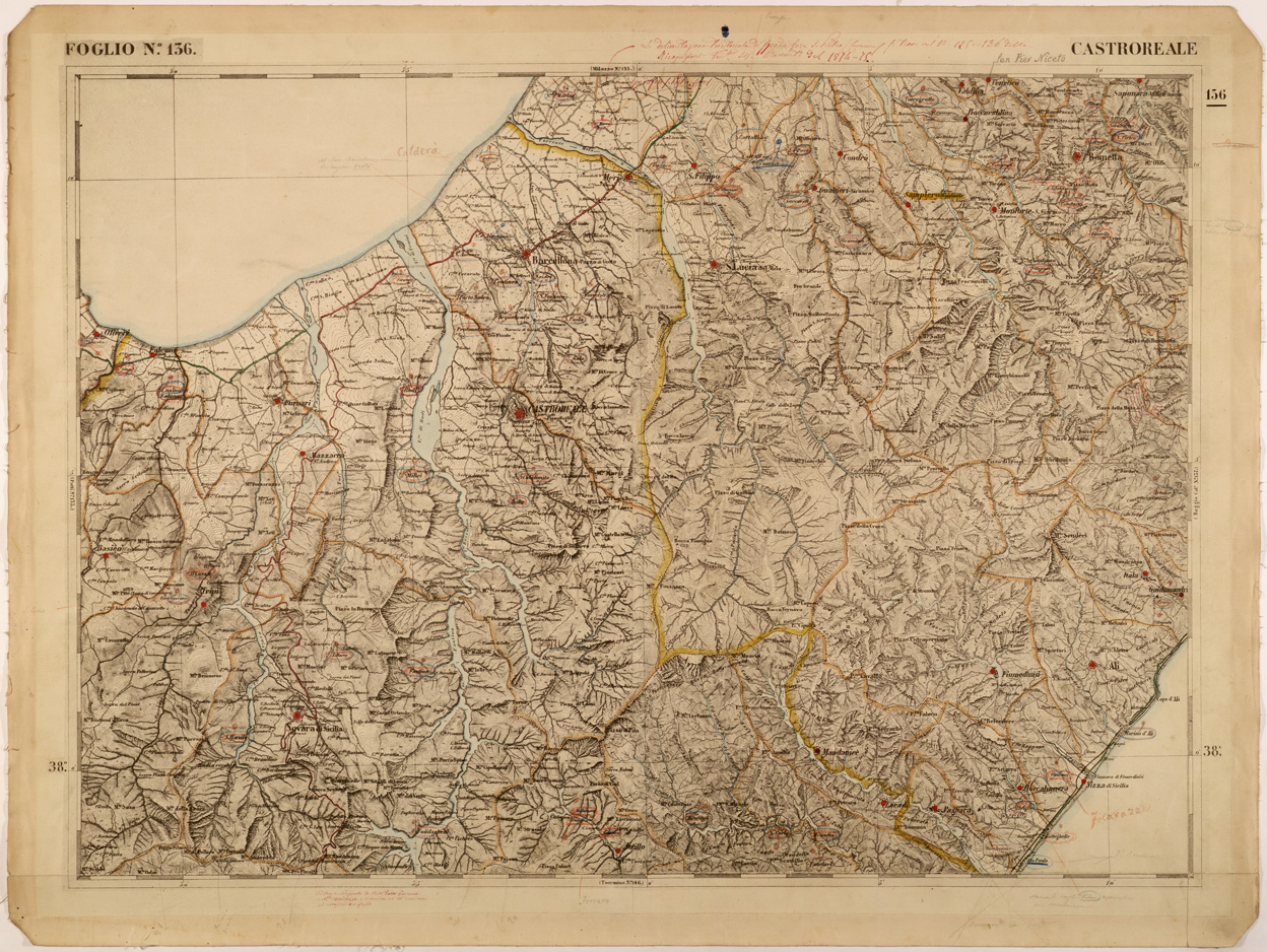 (N:27605) CARTA DELLE PROVINCE MERIDIONALI - FOGLIO 136 - CASTROREALE (SE001331) Carte e stampe antiche: riproduzione a colori su carta (formato A1)