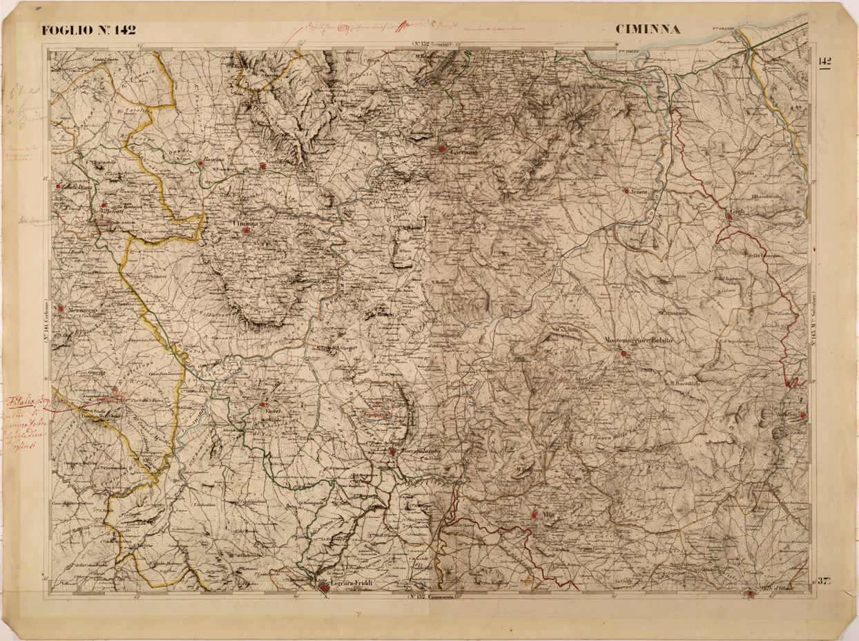 (N:27612) CARTA DELLE PROVINCE MERIDIONALI - FOGLIO 142 - CIMINNA (SE001338) Carte e stampe antiche: riproduzione a colori su carta (formato A1)