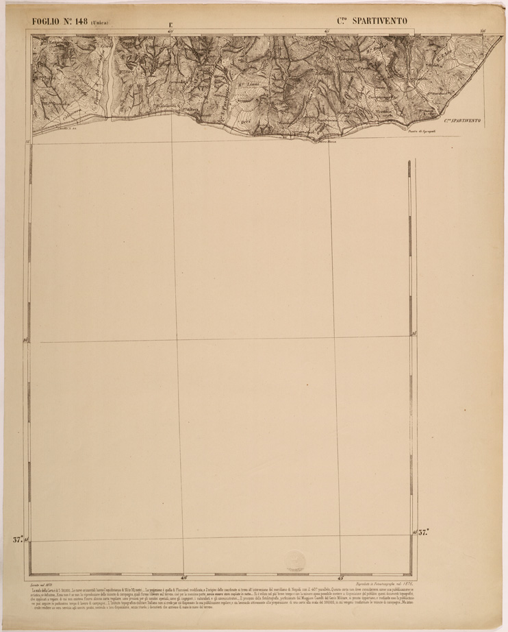 (N:27618) CARTA DELLE PROVINCE MERIDIONALI - FOGLIO 148 - CAPO SPARTIVENTO (SE001344) Carte e stampe antiche: riproduzione a colori su carta (formato A1)