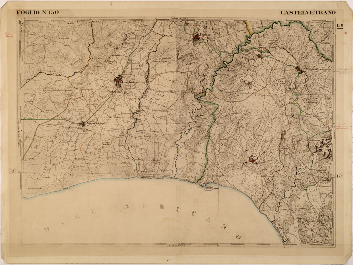 (N:27620) CARTA DELLE PROVINCE MERIDIONALI - FOGLIO 150 - CASTELVETRANO (SE001346) Carte e stampe antiche: riproduzione a colori su carta (formato A1)