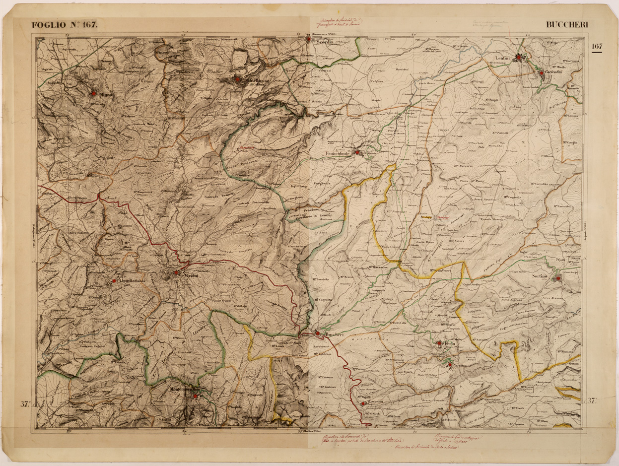 (N:27637) CARTA DELLE PROVINCE MERIDIONALI - FOGLIO 167 - BUCCHERI (SE001363) Carte e stampe antiche: riproduzione a colori su carta (formato A1)