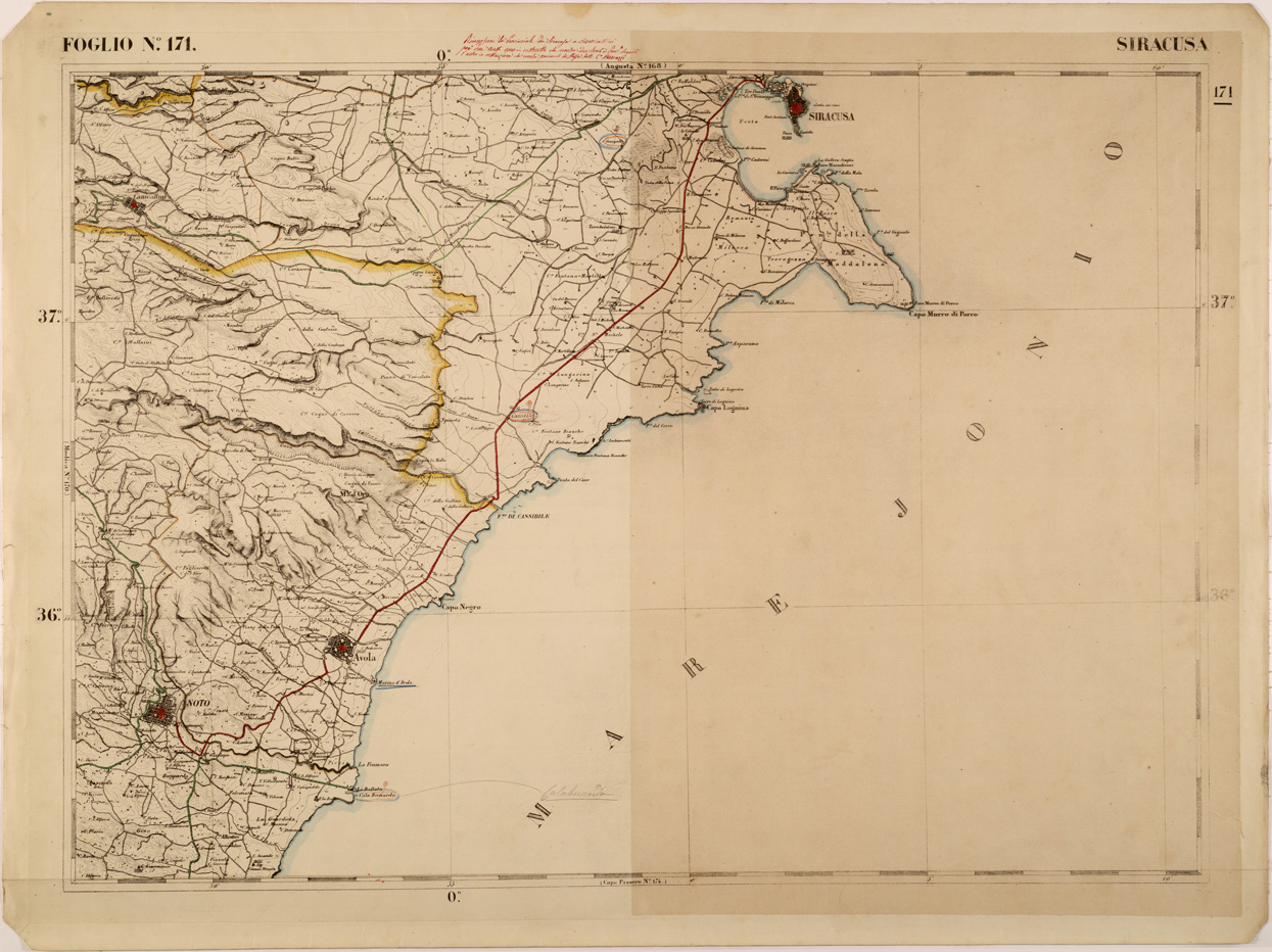 (N:27641) CARTA DELLE PROVINCE MERIDIONALI - FOGLIO 171 - SIRACUSA (SE001367) Carte e stampe antiche: riproduzione a colori su carta (formato A1)
