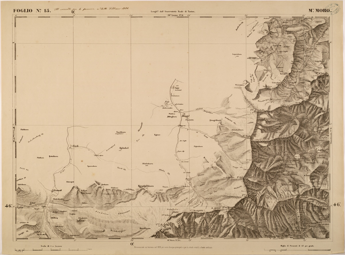 (N:27550) CARTA TOPOGRAFICA DEGLI STATI IN TERRAFERMA DI S. M. IL RE DI SARDEGNA FOGLIO 15 M.TE MORO
 (SE001386) Carte e stampe antiche: riproduzione a colori su carta (formato A1)