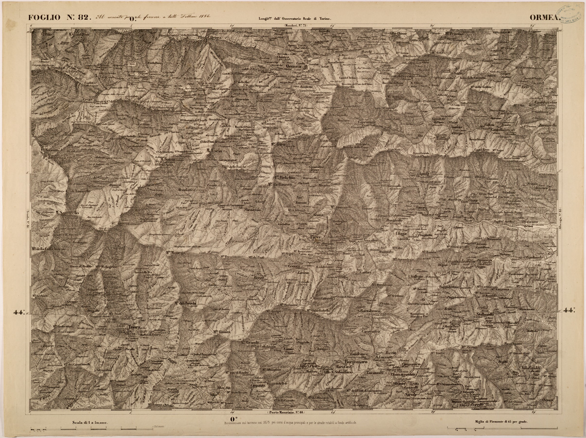 (N:27911) CARTA TOPOGRAFICA DEGLI STATI IN TERRAFERMA DI S. M. IL RE DI SARDEGNA FOGLIO 82 ORMEA
 (SE001453) Carte e stampe antiche: riproduzione a colori su carta (formato A1)