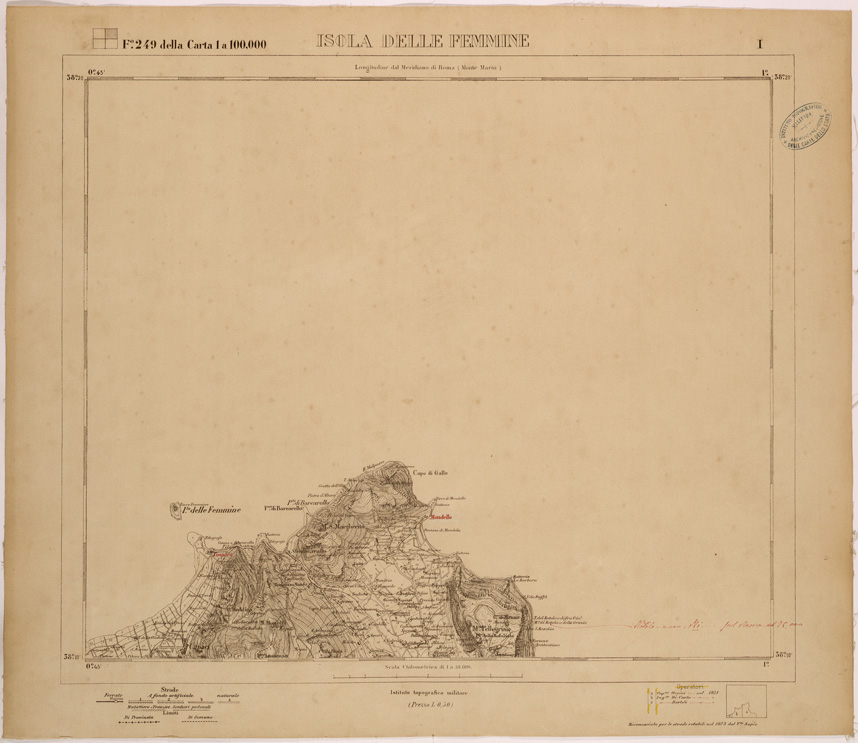 (N:27723) ISOLA DELLE FEMMINE - FOGLIO 249 I. (SE001517) Carte e stampe antiche: riproduzione a colori su carta (formato A1)