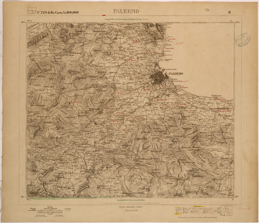 (N:27724) PALERMO - FOGLIO 249 II. (SE001518) Carte e stampe antiche: riproduzione a colori su carta (formato A1)