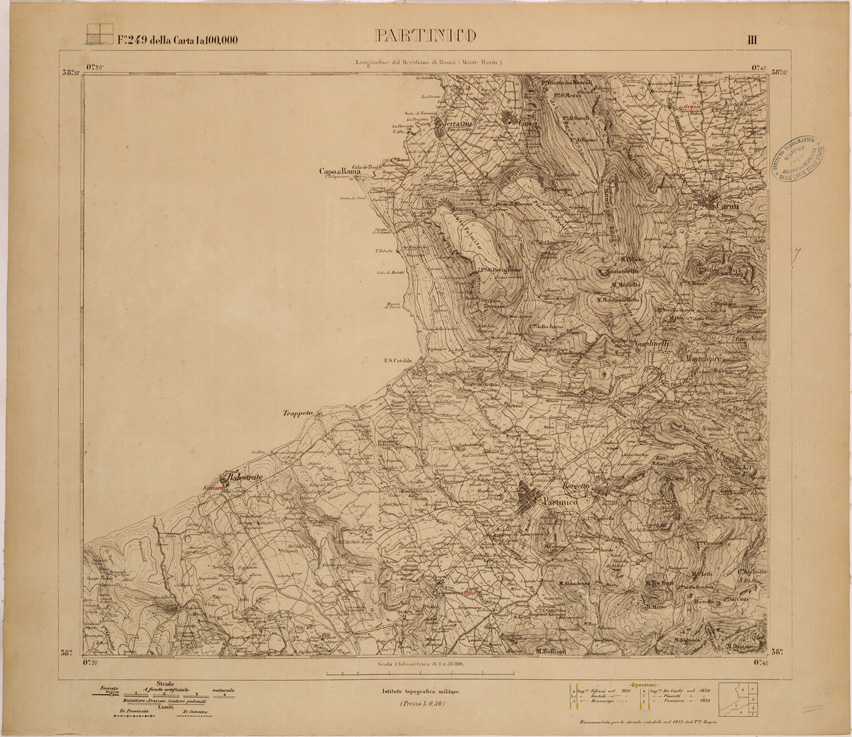 (N:27725) PARTINICO - FOGLIO 249 III. (SE001519) Carte e stampe antiche: riproduzione a colori su carta (formato A1)