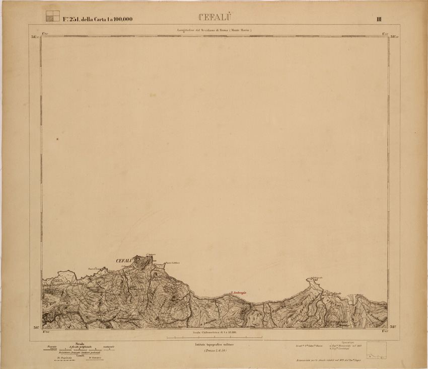 (N:27730) CEFALU' - FOGLIO 251 III. (SE001524) Carte e stampe antiche: riproduzione a colori su carta (formato A1)