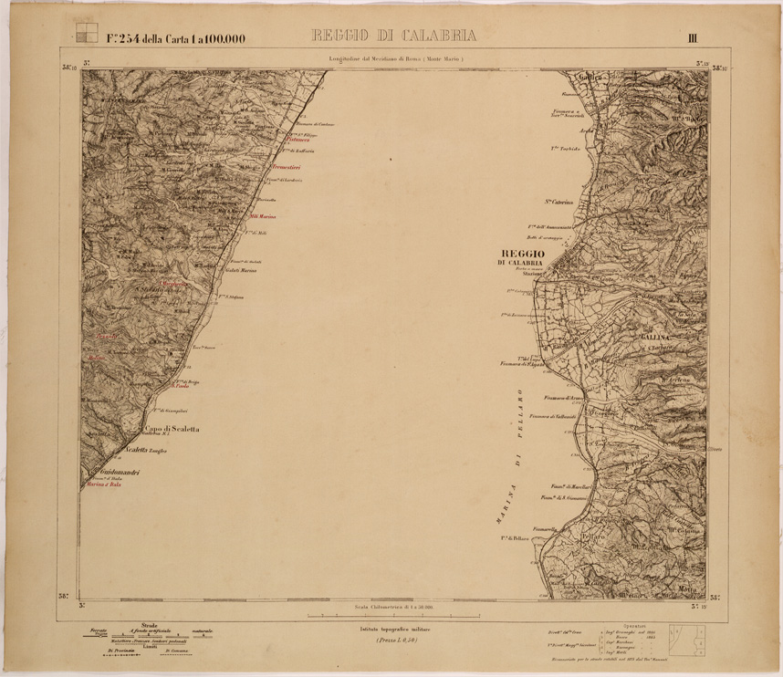 (N:27737) REGGIO CALABRIA - FOGLIO 254 III. (SE001531) Carte e stampe antiche: riproduzione a colori su carta (formato A1)