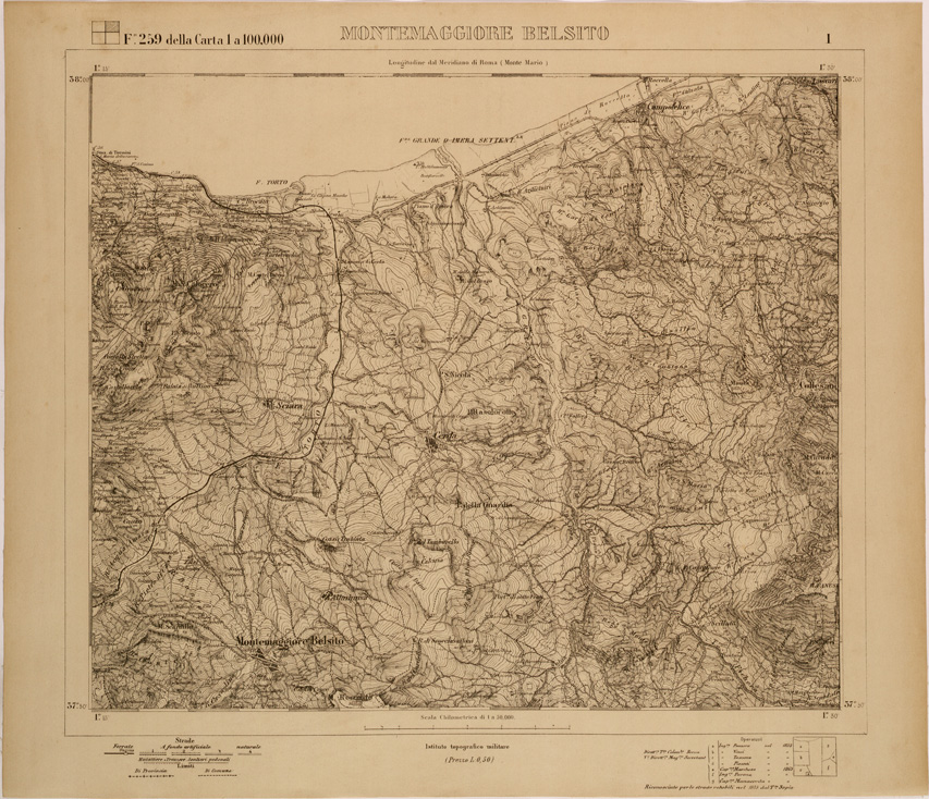 (N:27751) MONTE MAGGIORE BELSITO - FOGLIO 259 I. (SE001545) Carte e stampe antiche: riproduzione a colori su carta (formato A1)