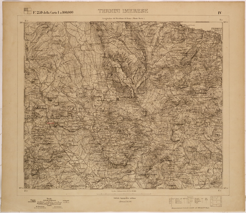(N:27754) TERMINI IMERESE - FOGLIO 259 IV. (SE001548) Carte e stampe antiche: riproduzione a colori su carta (formato A1)