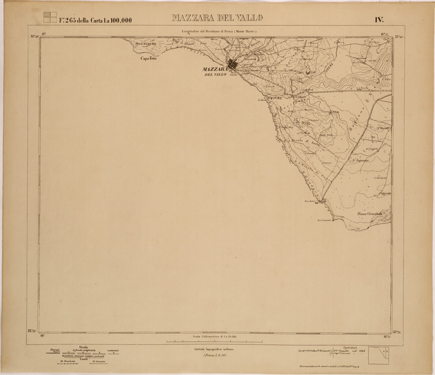(N:27769) MAZZARA DEL VALLO - FOGLIO 265 IV. (SE001563) Carte e stampe antiche: riproduzione a colori su carta (formato A1)